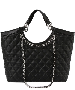 Quilted Chain Satchel LHU500-Z BLACK
